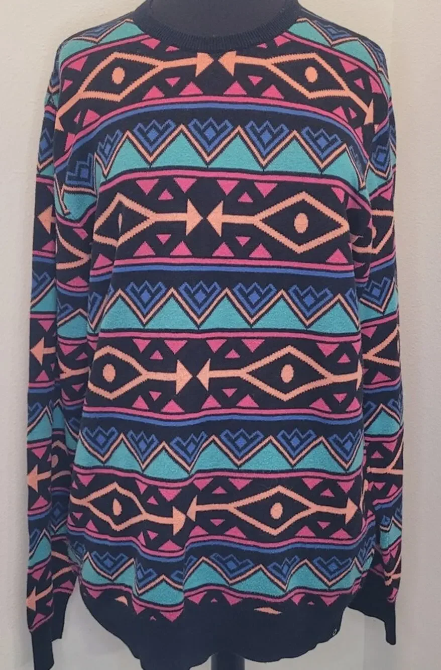 Empyre Retro Aztec Sweater L 80s Skate Streetwear